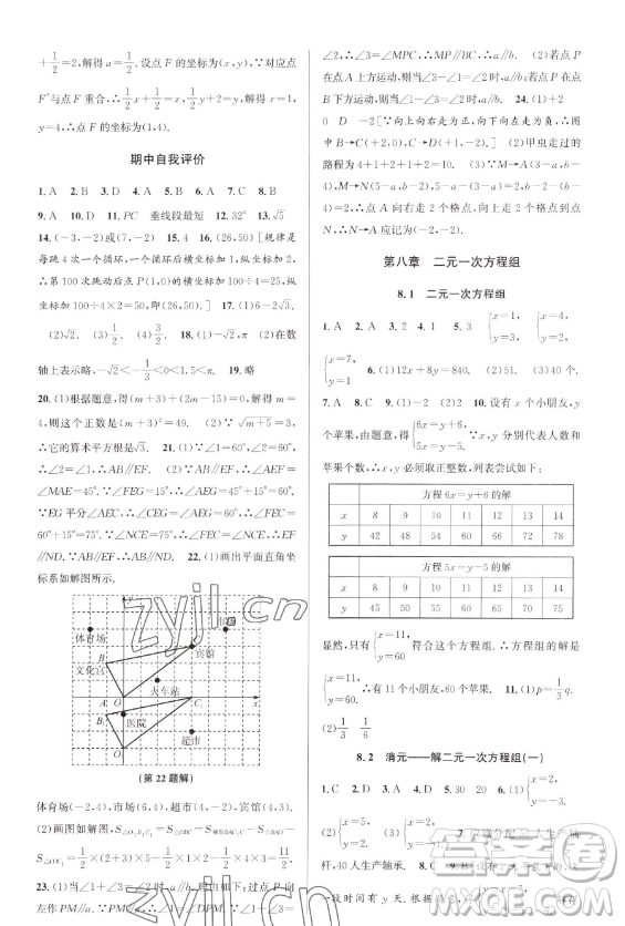 北京教育出版社2023教與學(xué)課程同步講練七年級(jí)下冊(cè)數(shù)學(xué)人教版臺(tái)州專版參考答案