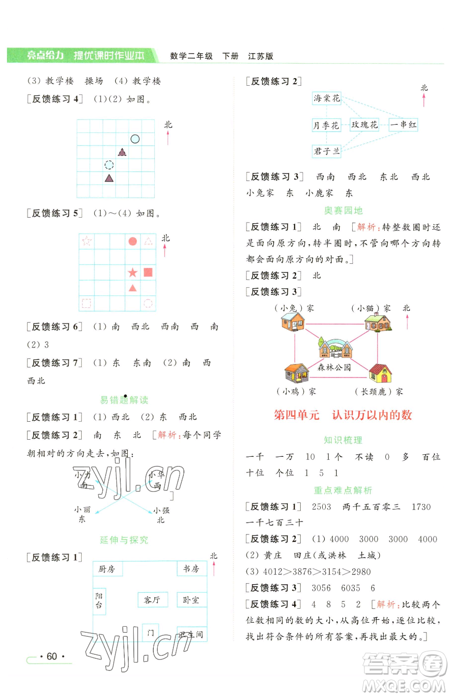 北京教育出版社2023亮點(diǎn)給力提優(yōu)課時作業(yè)本二年級下冊數(shù)學(xué)江蘇版參考答案