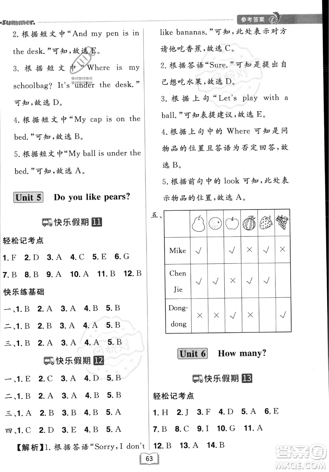 江西美術(shù)出版社2023年給力暑假三年級英語人教版答案