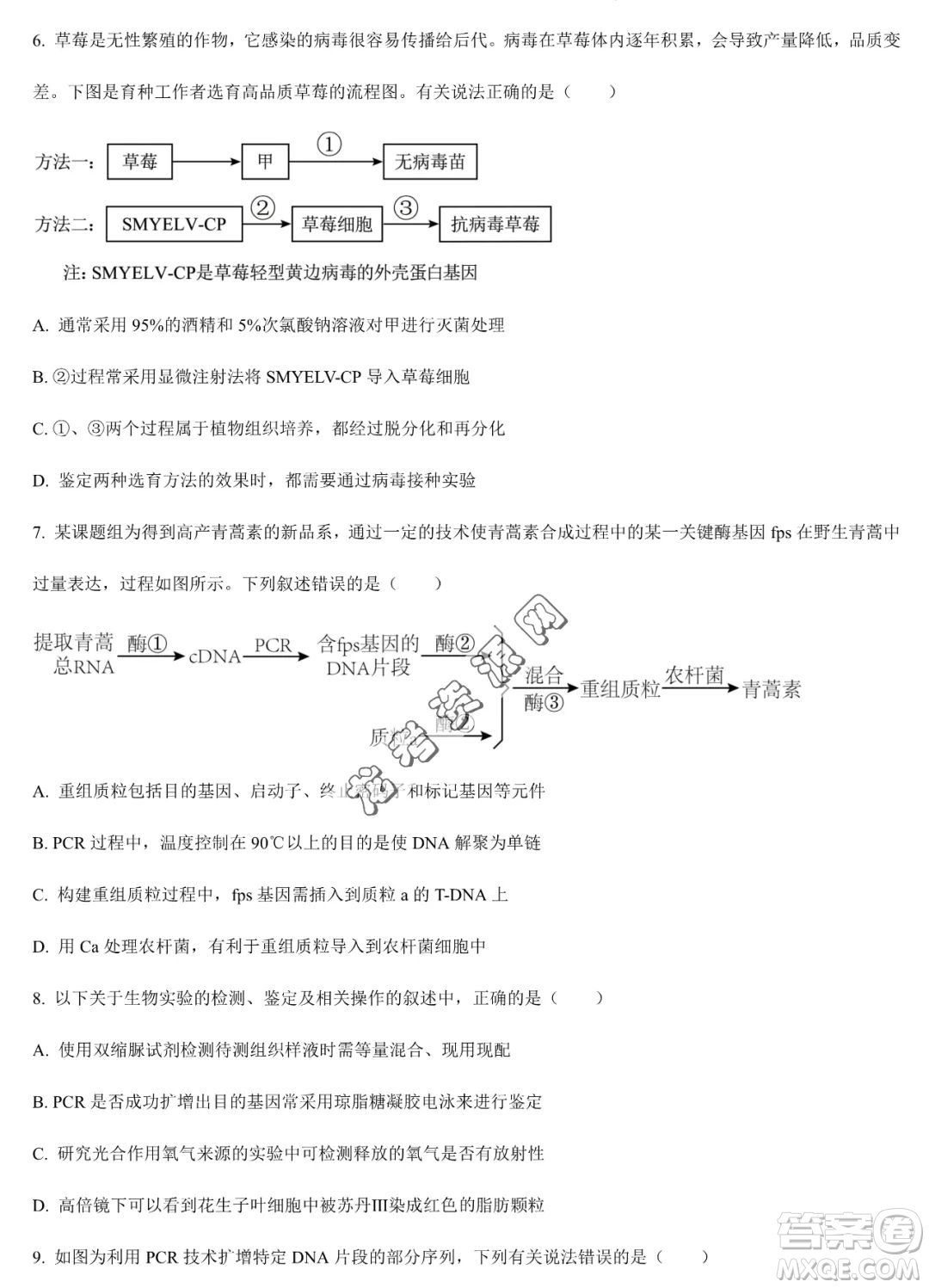 大慶實驗中學2022-2023學年高二下學期期末考試生物試題答案