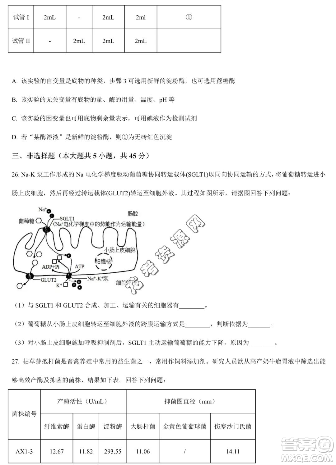 大慶實驗中學2022-2023學年高二下學期期末考試生物試題答案