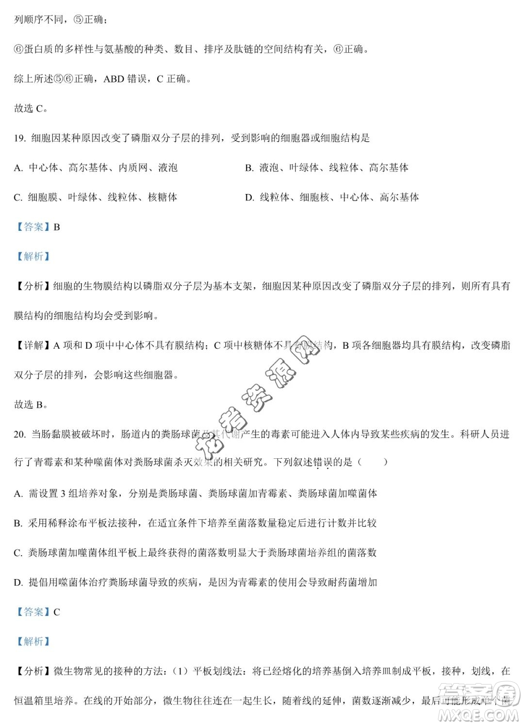 雙鴨山市第一中學(xué)2022-2023學(xué)年高二下學(xué)期期末考試生物試卷答案