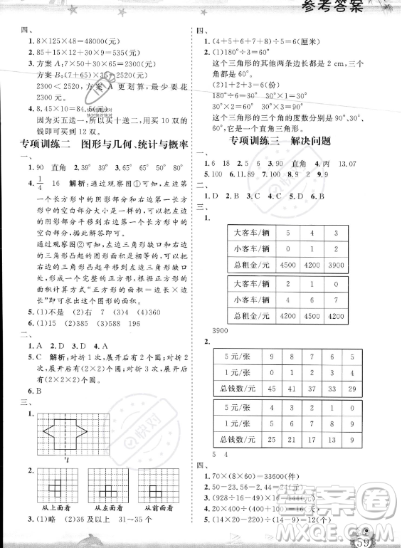 山東出版?zhèn)髅焦煞萦邢薰?023年暑假生活指導(dǎo)四年級數(shù)學(xué)課標(biāo)版答案