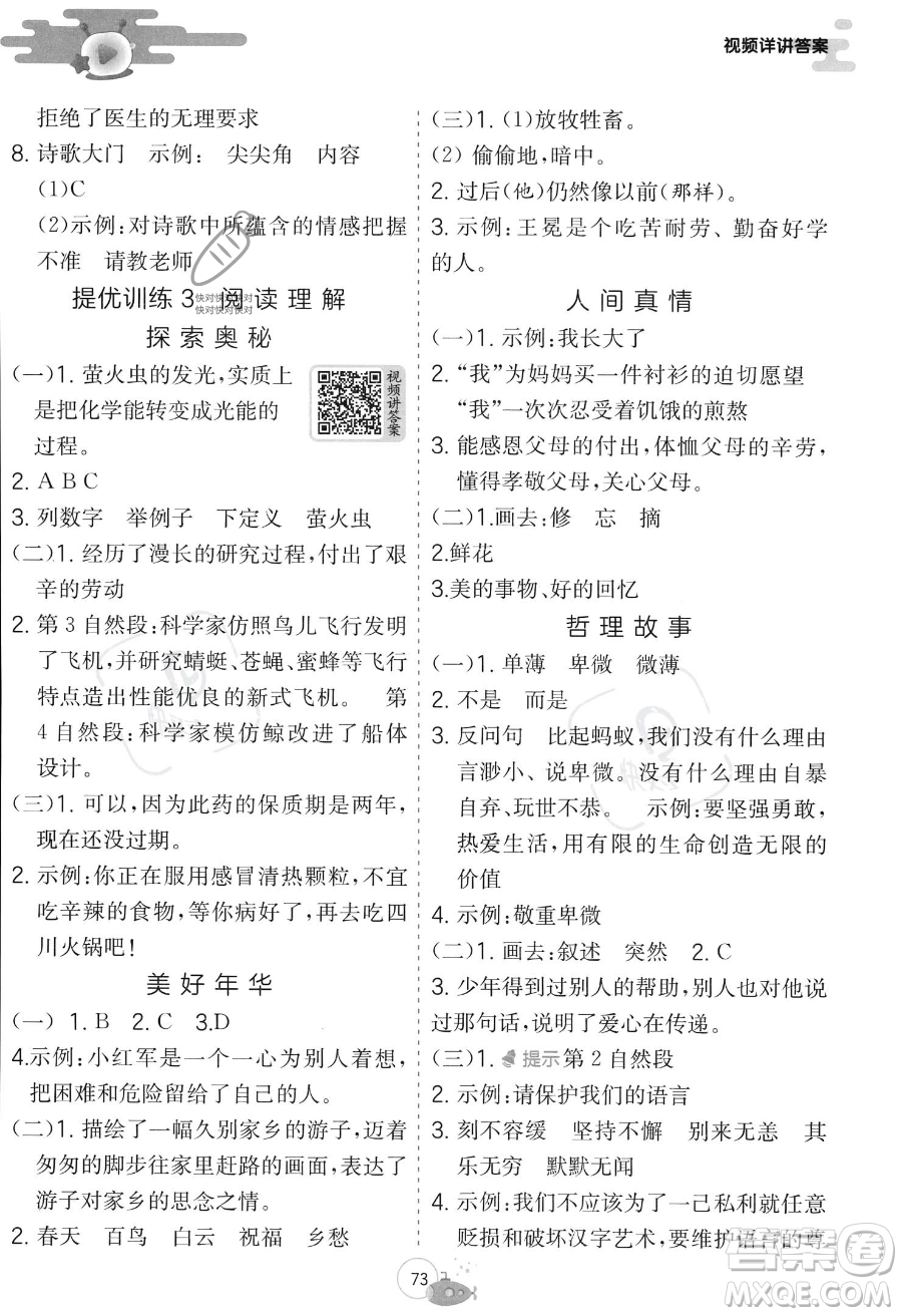 江蘇人民出版社2023年實(shí)驗(yàn)班提優(yōu)訓(xùn)練暑假銜接四升五年級語文人教版答案