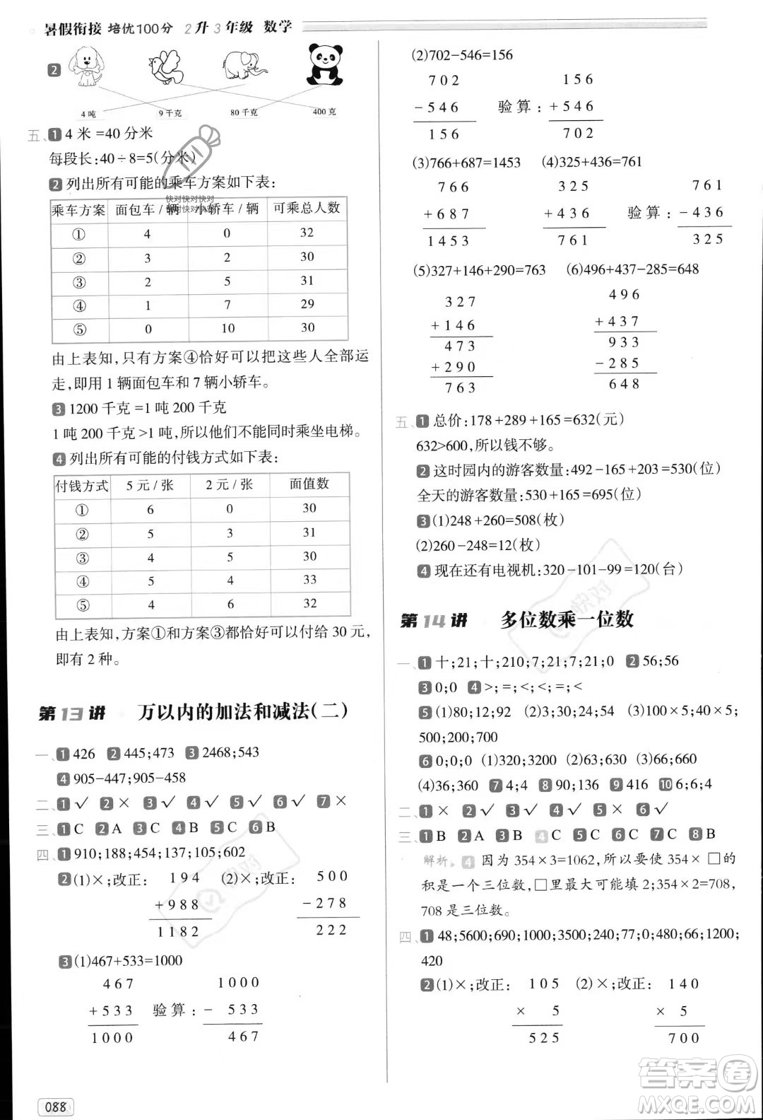 南方日?qǐng)?bào)出版社2023年暑假銜接培優(yōu)100分2升3年級(jí)數(shù)學(xué)課標(biāo)版答案