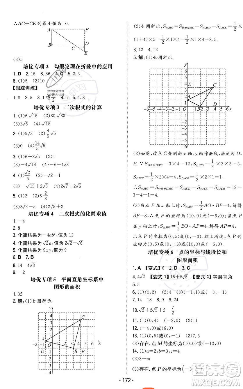 湖南教育出版社2023年一本同步訓(xùn)練八年級(jí)上冊(cè)數(shù)學(xué)北師大版答案