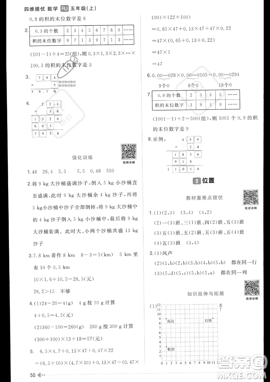 江西教育出版社2023陽光同學(xué)課時優(yōu)化作業(yè)五年級上冊數(shù)學(xué)人教版答案