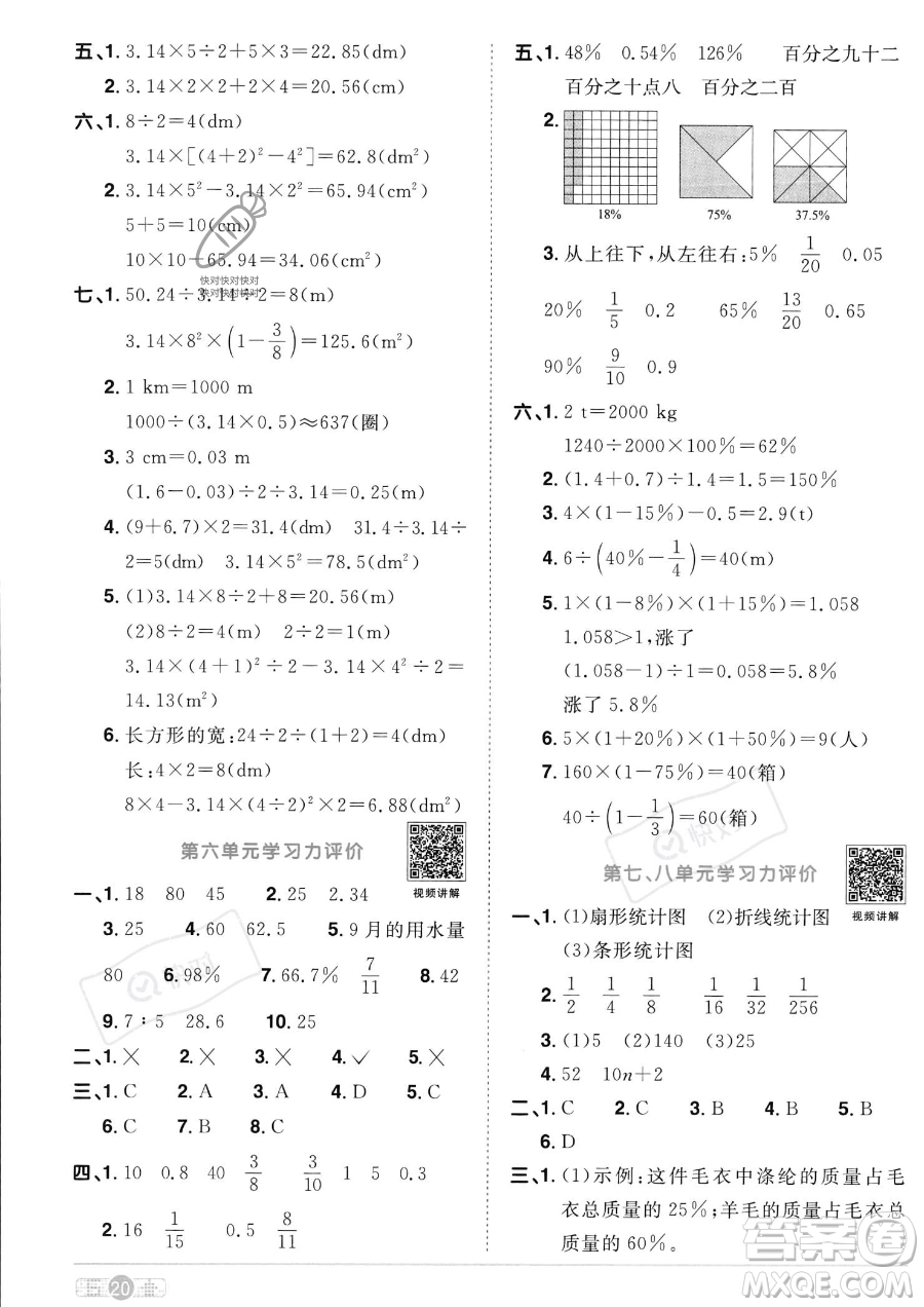 江西教育出版社2023陽光同學(xué)課時優(yōu)化作業(yè)六年級上冊數(shù)學(xué)人教版答案