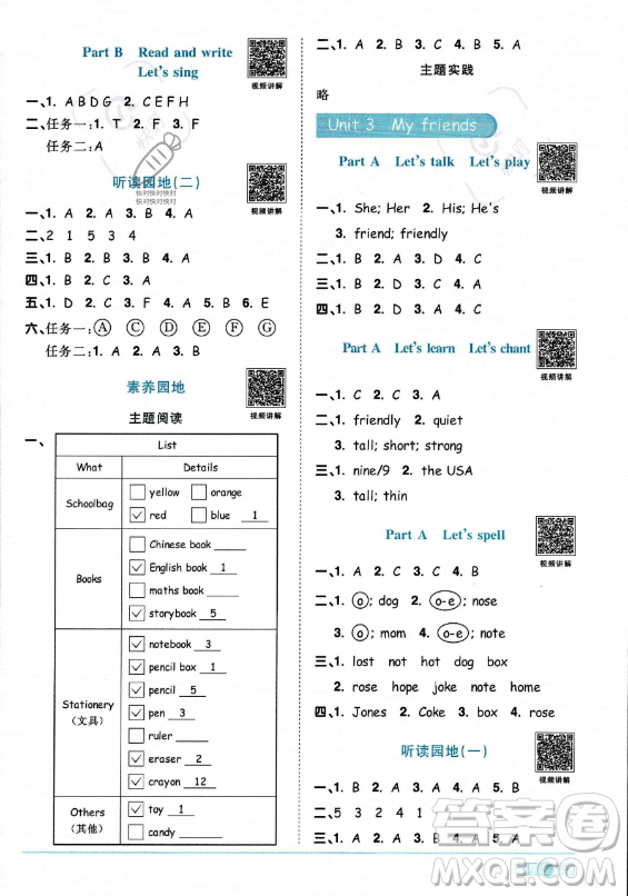 江西教育出版社2023陽(yáng)光同學(xué)課時(shí)優(yōu)化作業(yè)四年級(jí)上冊(cè)英語(yǔ)人教PEP版答案