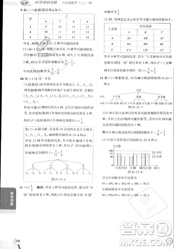 陜西人民教育出版社2023中學(xué)教材全解九年級(jí)上冊(cè)數(shù)學(xué)人教版答案