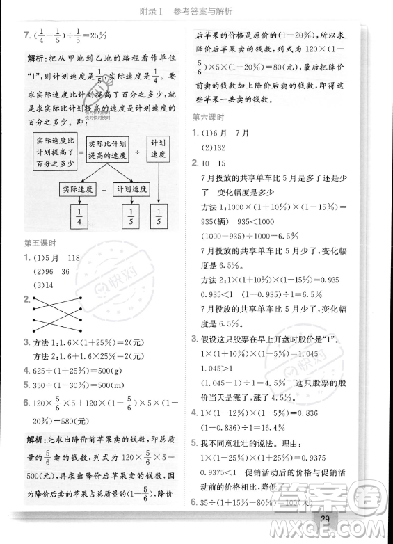 龍門書局2023年秋季黃岡小狀元作業(yè)本六年級(jí)上冊(cè)數(shù)學(xué)人教版答案