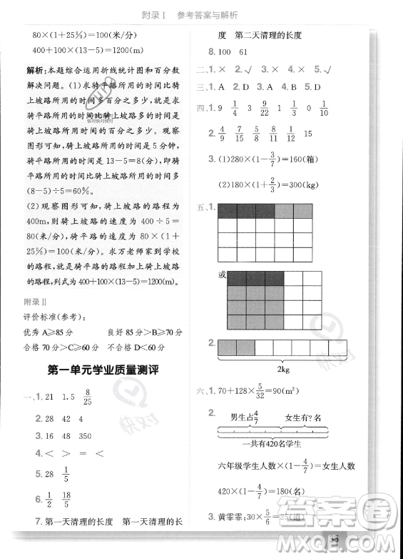 龍門書局2023年秋季黃岡小狀元作業(yè)本六年級(jí)上冊(cè)數(shù)學(xué)人教版答案