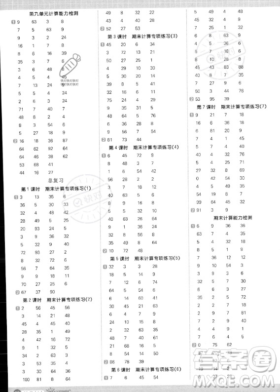 江西教育出版社2023年秋季陽光同學(xué)計(jì)算小達(dá)人二年級(jí)上冊數(shù)學(xué)北師大版答案