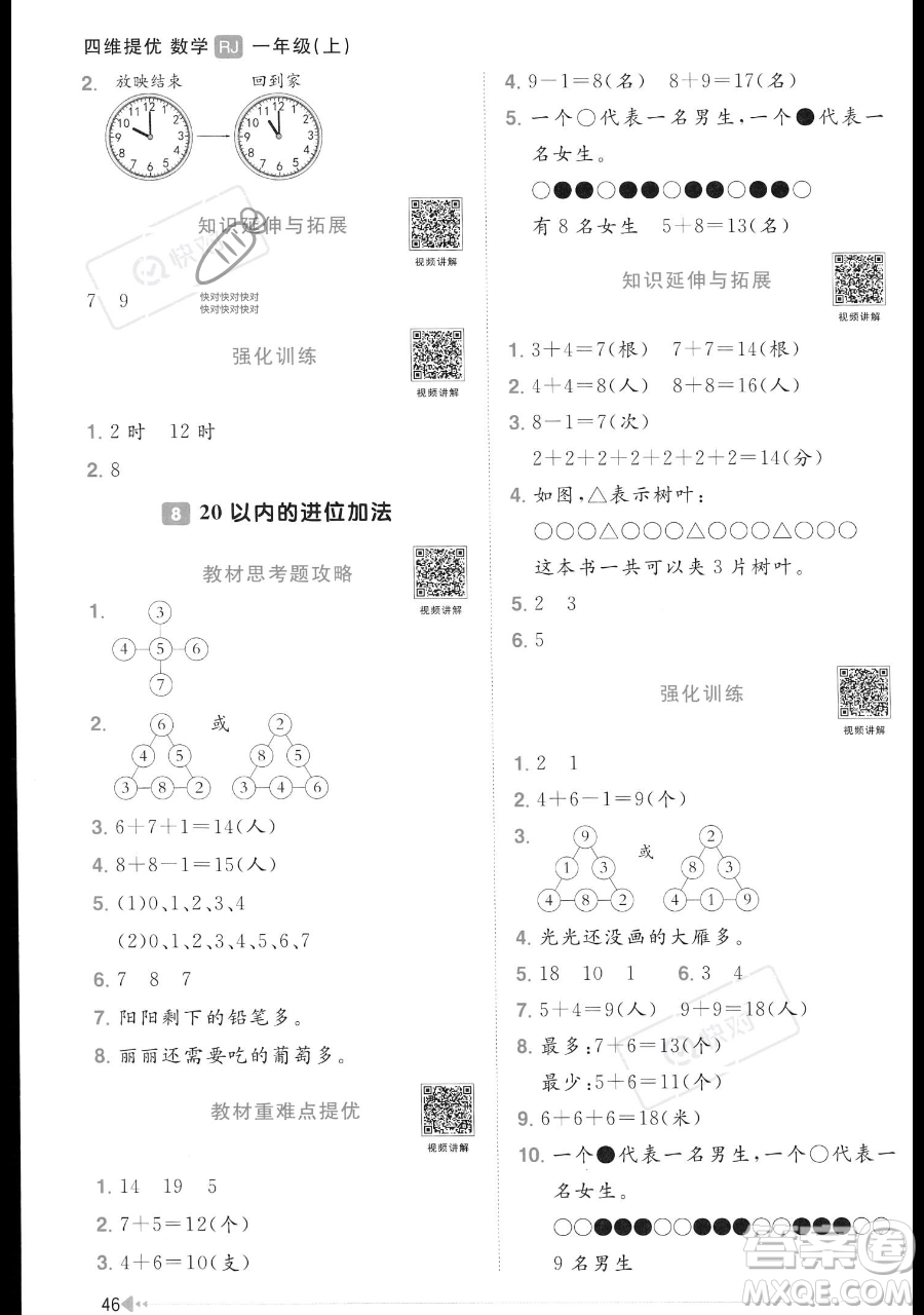 江西教育出版社2023年秋季陽光同學(xué)課時(shí)優(yōu)化作業(yè)一年級上冊數(shù)學(xué)人教版答案