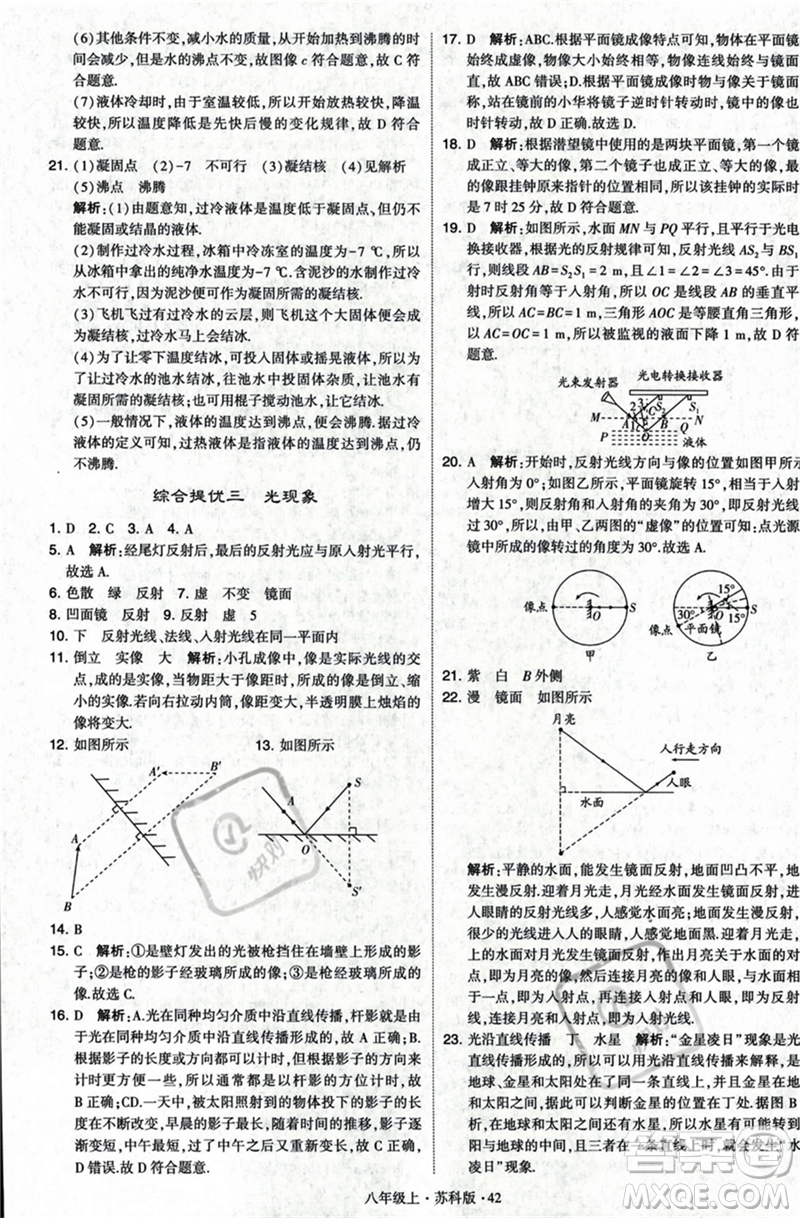 甘肅少年兒童出版社2023年秋季學(xué)霸題中題八年級上冊物理蘇科版答案