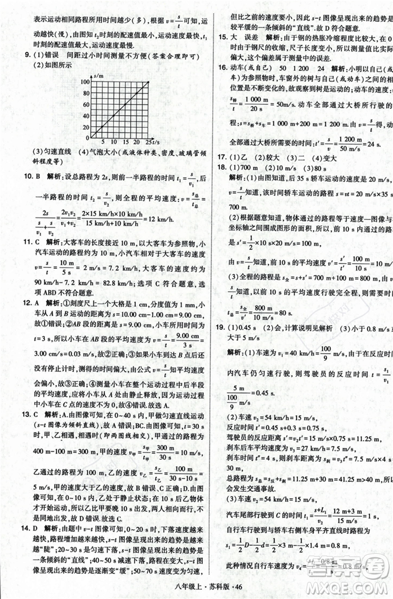 甘肅少年兒童出版社2023年秋季學(xué)霸題中題八年級上冊物理蘇科版答案