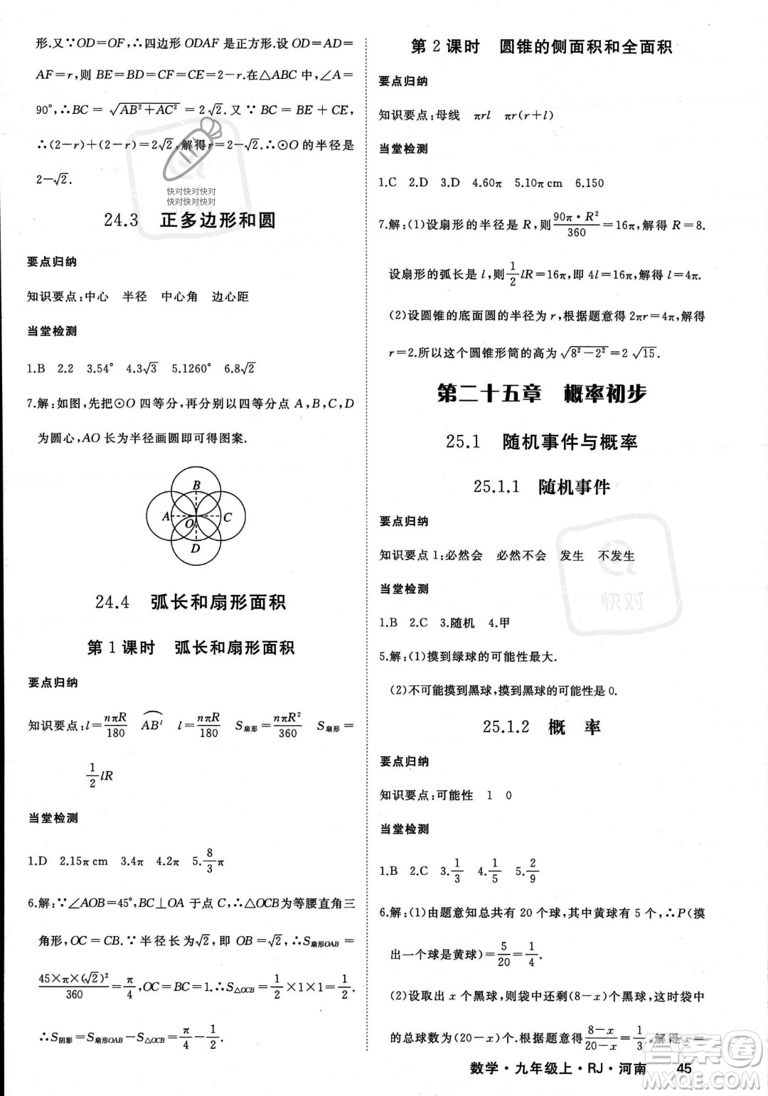 延邊大學(xué)出版社2023年秋季學(xué)練優(yōu)九年級上冊數(shù)學(xué)人教版河南專版答案