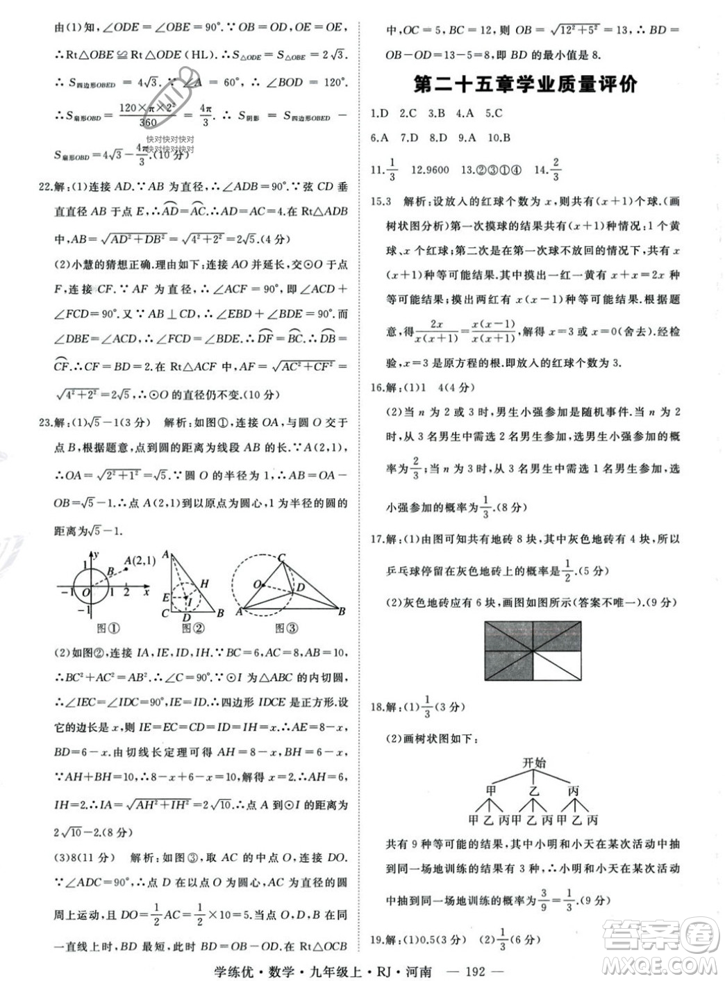 延邊大學(xué)出版社2023年秋季學(xué)練優(yōu)九年級上冊數(shù)學(xué)人教版河南專版答案