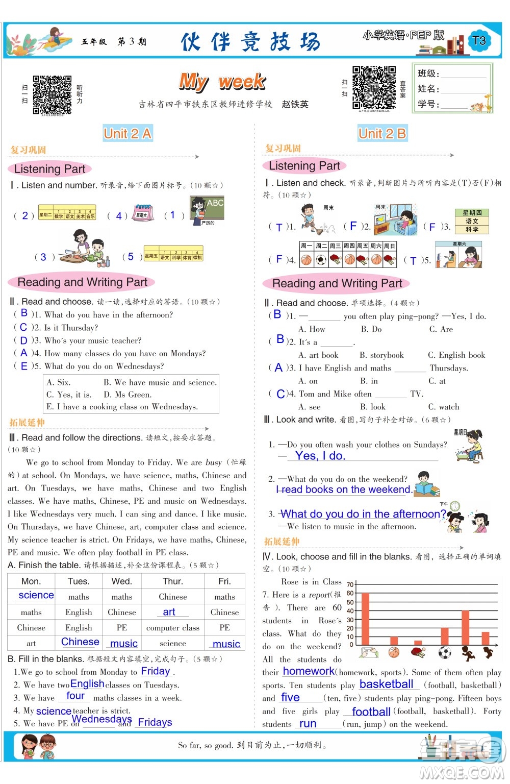 2023年秋少年智力開發(fā)報(bào)五年級(jí)英語上冊(cè)人教版第1-4期答案