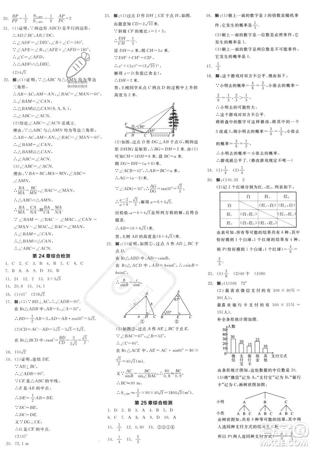 陽光出版社2023年秋季全品學(xué)練考九年級(jí)上冊(cè)數(shù)學(xué)華師版答案