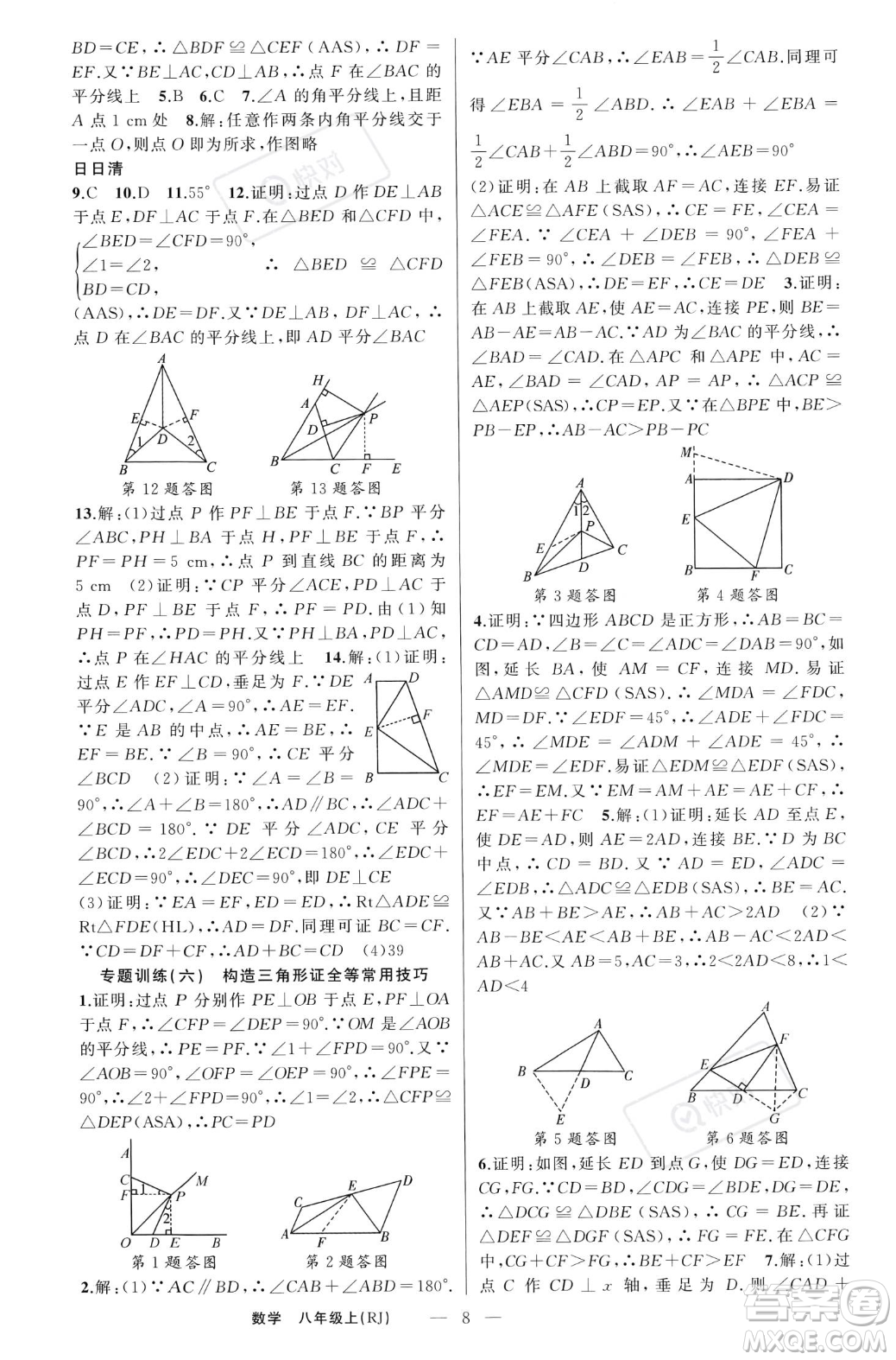 新疆青少年出版社2023年秋季四清導(dǎo)航八年級(jí)上冊(cè)數(shù)學(xué)人教版河南專版答案