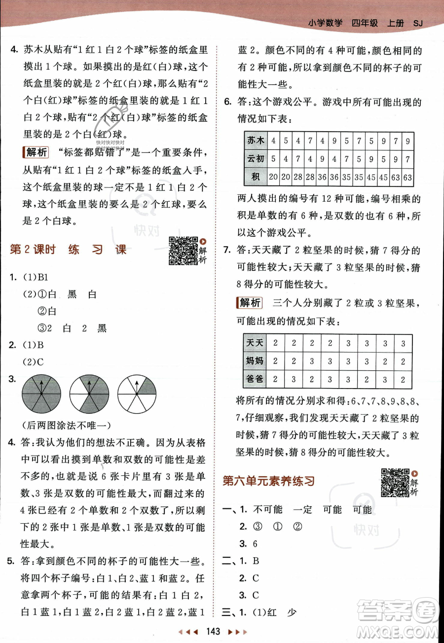 教育科學出版社2023年秋季53天天練四年級上冊數(shù)學蘇教版答案