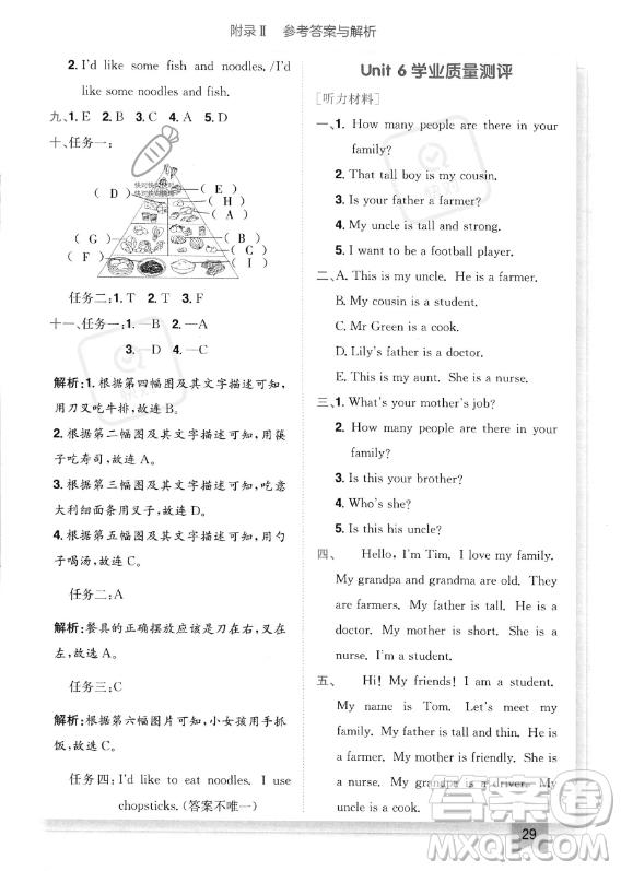 龍門書局2023年秋季黃岡小狀元作業(yè)本四年級上冊英語人教PEP版答案