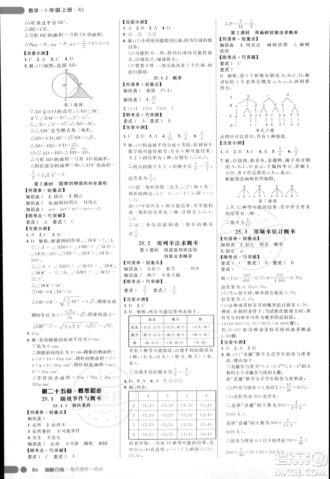 延邊大學(xué)出版社2023年秋季細(xì)解巧練九年級(jí)上冊(cè)數(shù)學(xué)人教版答案