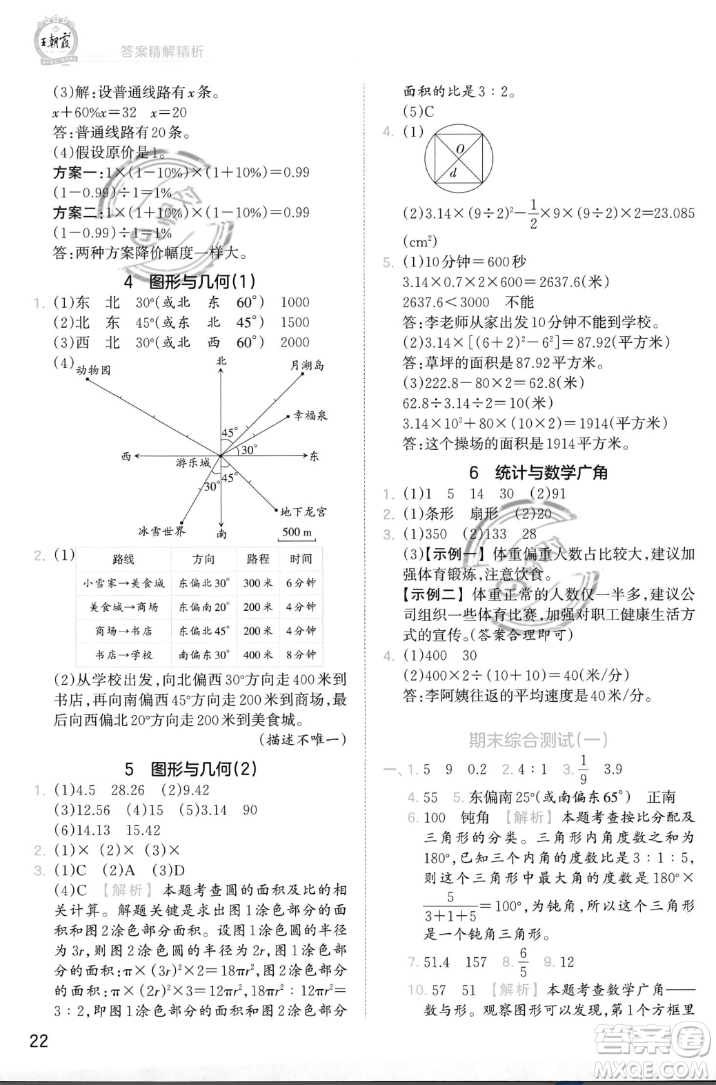 江西人民出版社2023年秋季王朝霞創(chuàng)維新課堂六年級(jí)上冊(cè)數(shù)學(xué)人教版答案