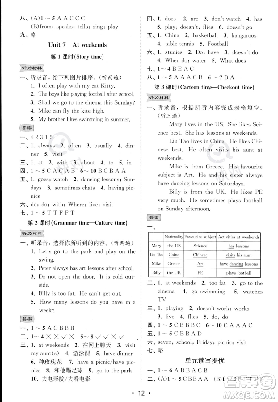 江蘇鳳凰美術(shù)出版社2023年秋季創(chuàng)新課時(shí)作業(yè)本五年級(jí)上冊(cè)英語江蘇版答案