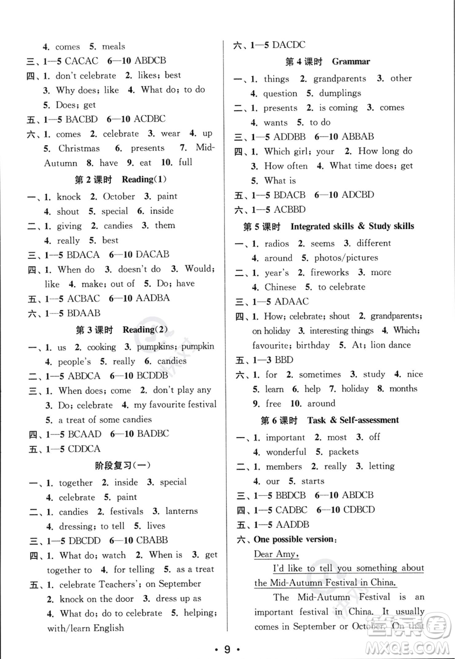 江蘇鳳凰美術(shù)出版社2023年秋季創(chuàng)新課時(shí)作業(yè)本七年級(jí)上冊(cè)英語(yǔ)江蘇版答案