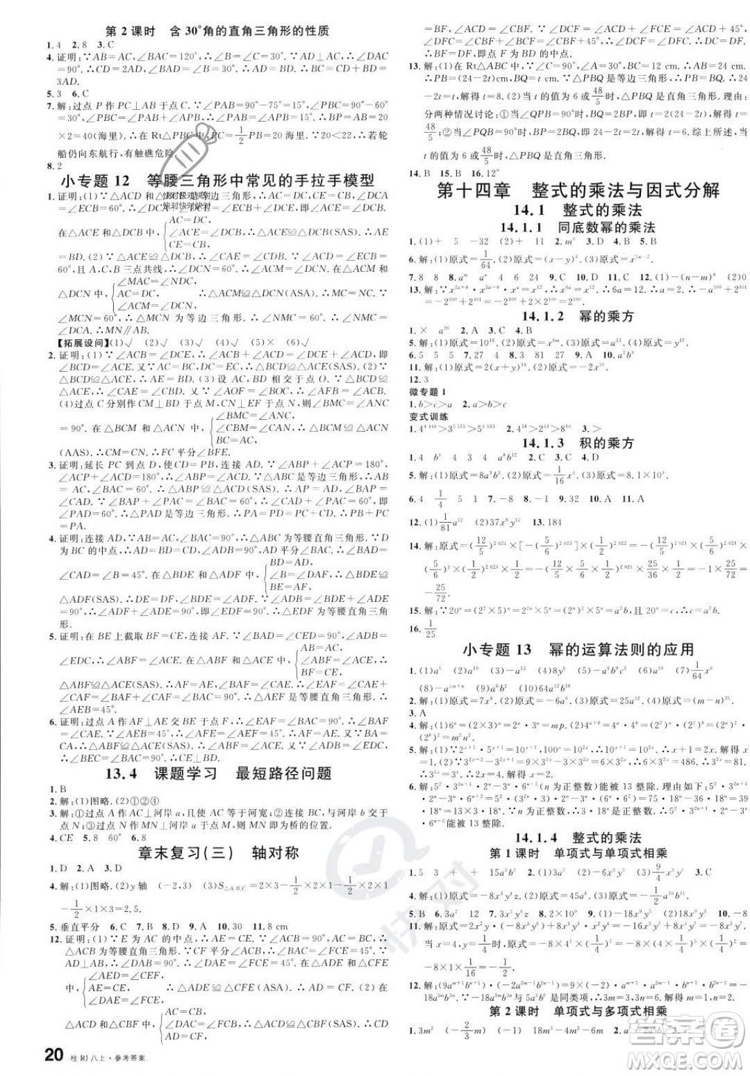 吉林教育出版社2023年秋名校課堂八年級(jí)上冊(cè)數(shù)學(xué)人教版廣西專版答案