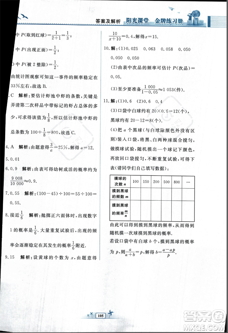 人民教育出版社2023年秋陽光課堂金牌練習(xí)冊九年級上冊數(shù)學(xué)人教版福建專版答案