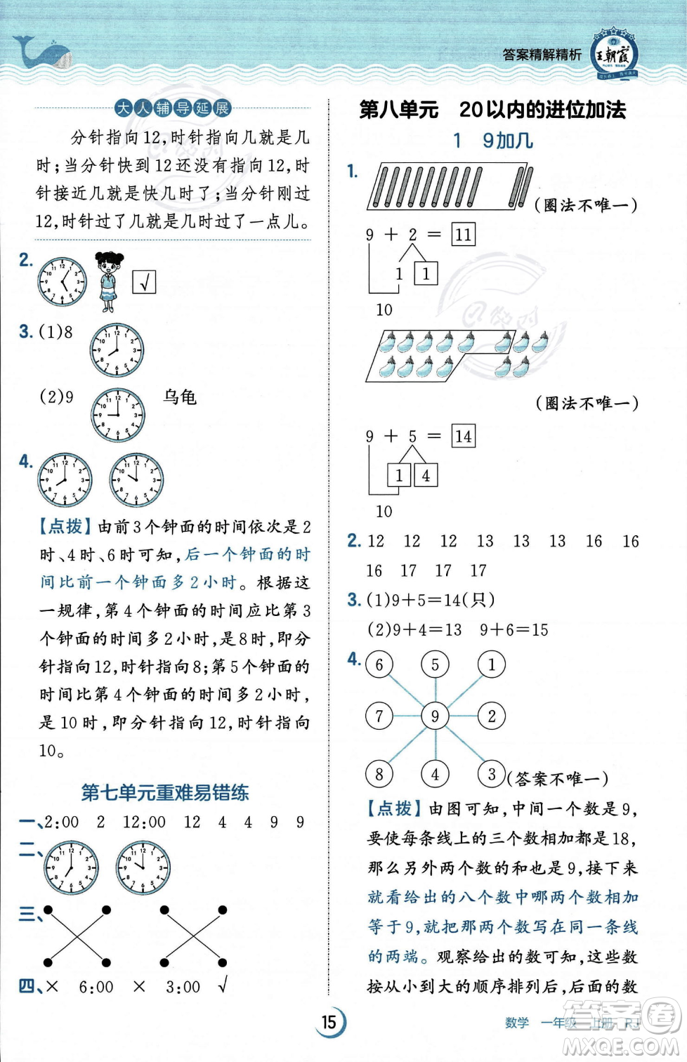 江西人民出版社2023年秋王朝霞德才兼?zhèn)渥鳂I(yè)創(chuàng)新設計一年級上冊數學人教版答案