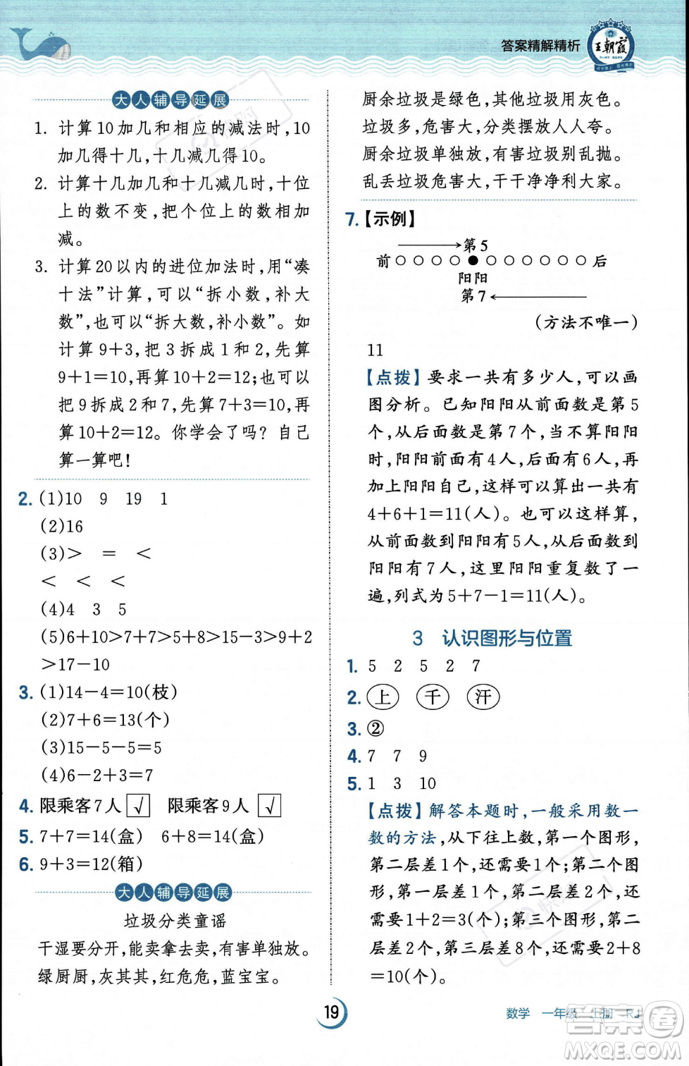 江西人民出版社2023年秋王朝霞德才兼?zhèn)渥鳂I(yè)創(chuàng)新設計一年級上冊數學人教版答案