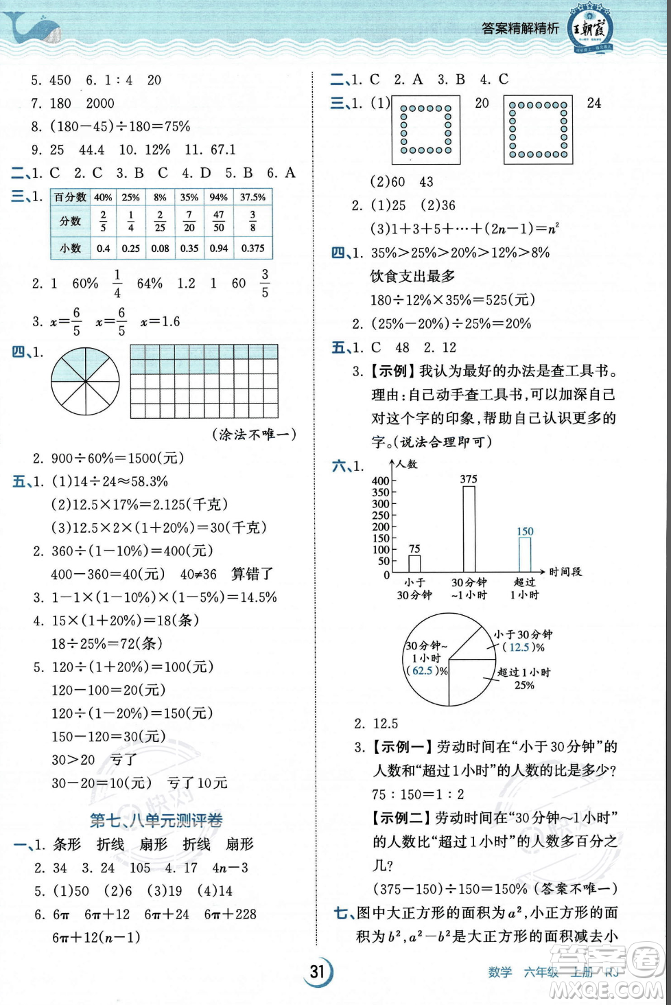 江西人民出版社2023年秋王朝霞德才兼?zhèn)渥鳂I(yè)創(chuàng)新設(shè)計(jì)六年級上冊數(shù)學(xué)人教版答案