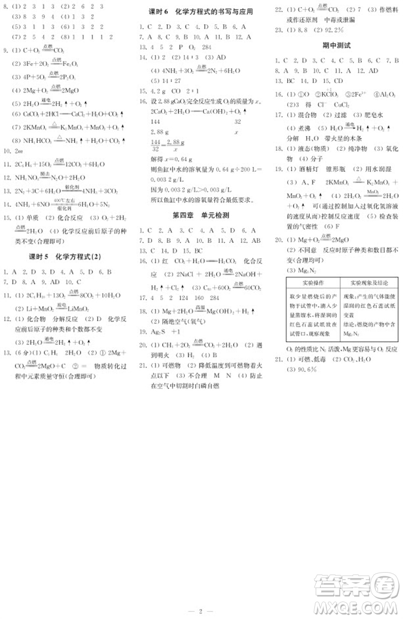 2023年秋時代學(xué)習(xí)報自主學(xué)習(xí)與探究九年級化學(xué)上冊第2期參考答案