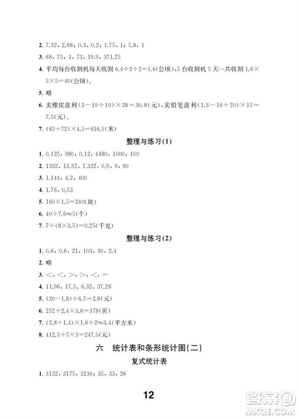 江蘇鳳凰教育出版社2023年秋季小學(xué)數(shù)學(xué)補充習(xí)題五年級上冊蘇教版參考答案