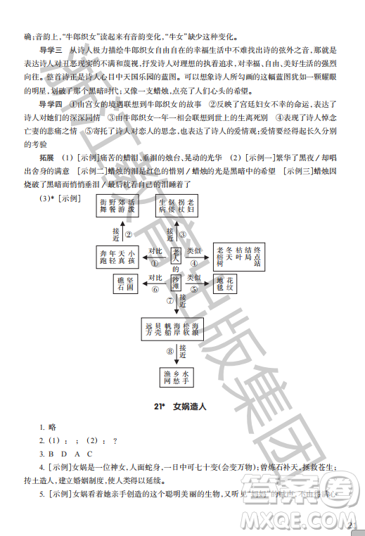 浙江教育出版社2023年秋語文作業(yè)本七年級上冊語文人教版答案