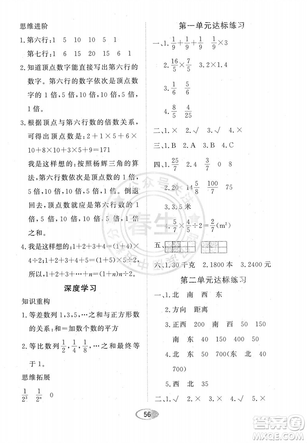 黑龍江教育出版社2023年秋資源與評(píng)價(jià)六年級(jí)數(shù)學(xué)上冊(cè)人教版參考答案