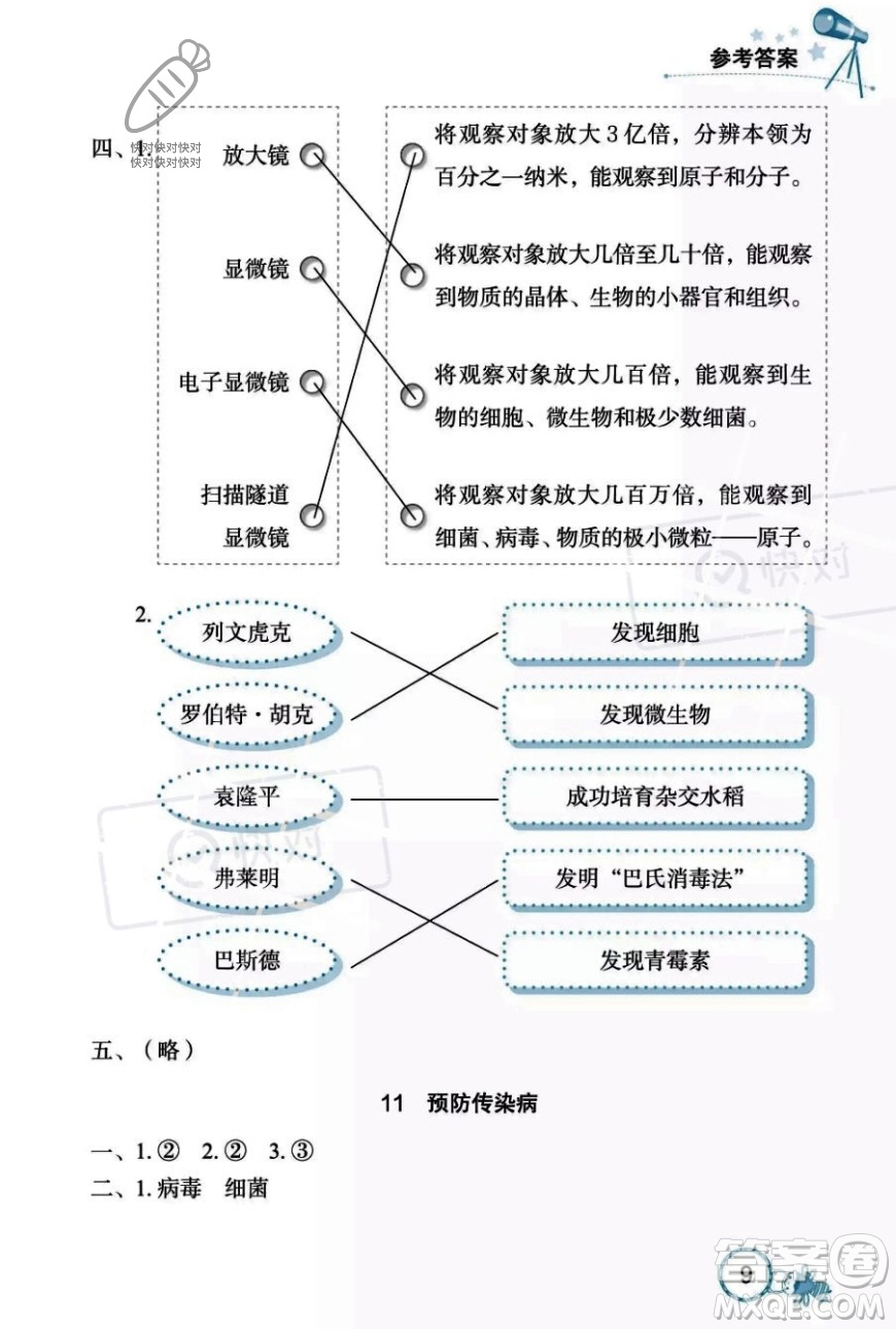 湖北教育出版社2023年秋長江作業(yè)本課堂作業(yè)五年級科學(xué)上冊人教鄂教版答案