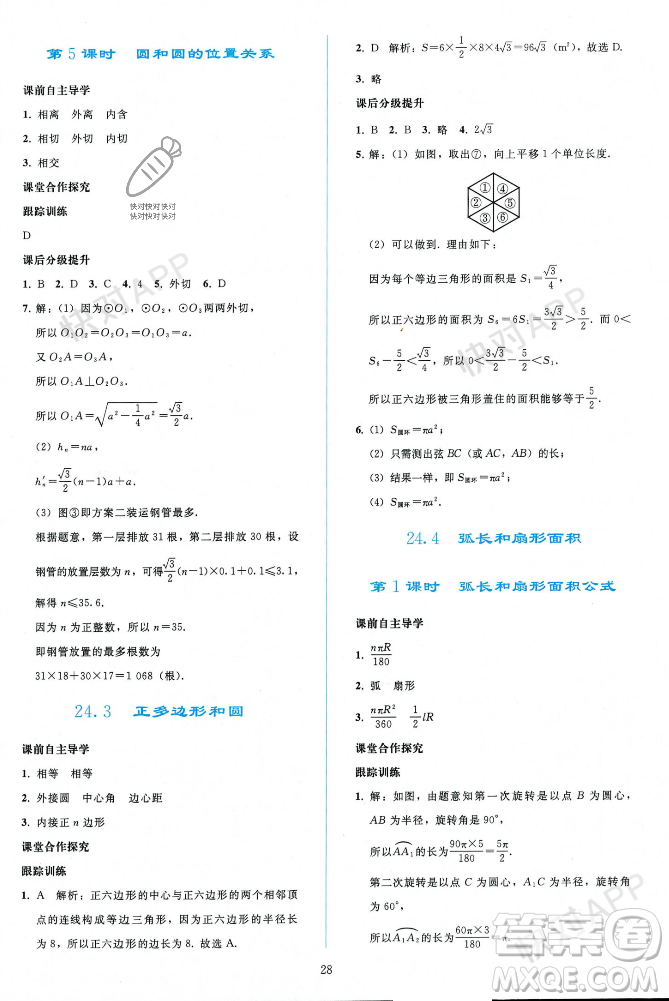 人民教育出版社2023年秋同步輕松練習九年級數(shù)學上冊人教版遼寧專版答案