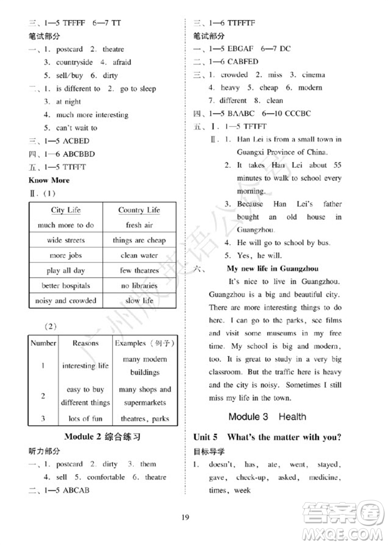 廣州出版社2023年秋小學英語目標實施手冊六年級上冊廣州教科版參考答案