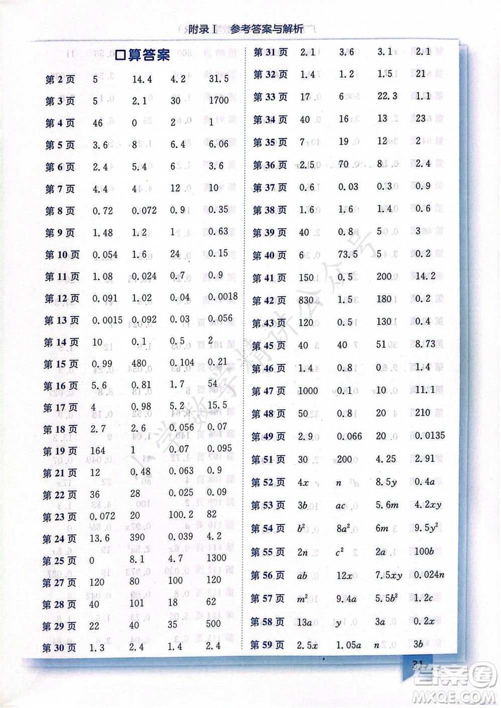 龍門書局2023年秋黃岡小狀元作業(yè)本五年級(jí)數(shù)學(xué)上冊(cè)人教版廣東專版參考答案