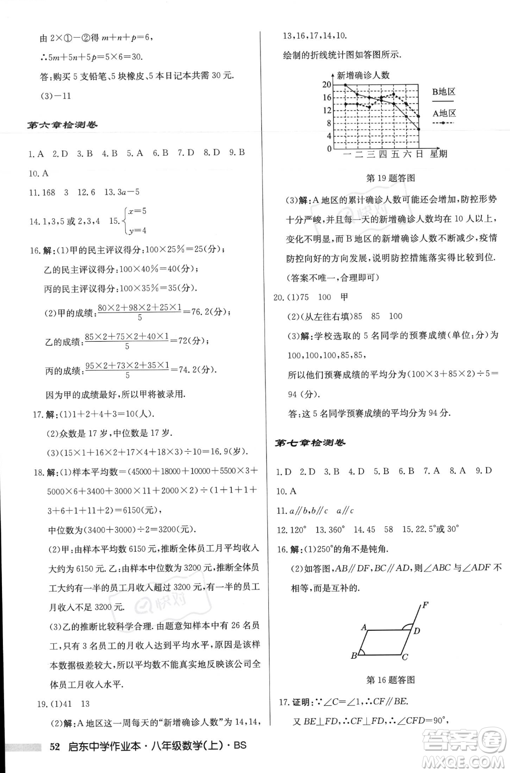 龍門書局2023年秋啟東中學(xué)作業(yè)本八年級(jí)數(shù)學(xué)上冊(cè)北師大版答案