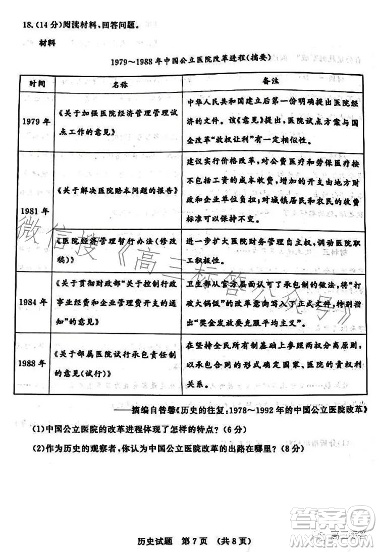 濟(jì)南2023-2024學(xué)年高中三年級摸底考試歷史試題答案