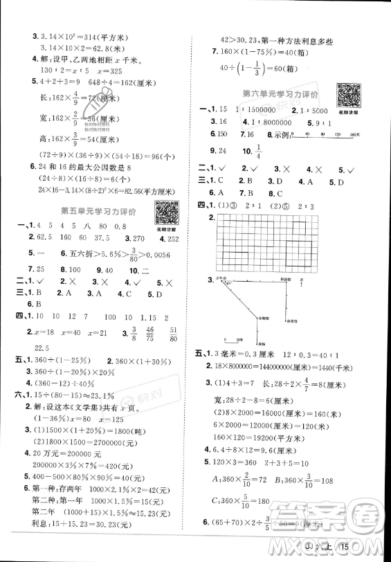 江西教育出版社2023年秋陽(yáng)光同學(xué)課時(shí)優(yōu)化作業(yè)六年級(jí)數(shù)學(xué)上冊(cè)冀教版答案