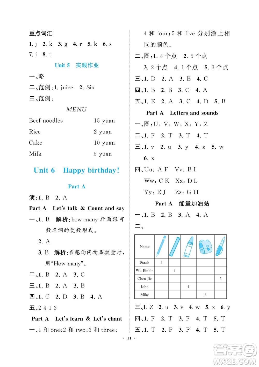 海南出版社2023年秋新課程學(xué)習(xí)指導(dǎo)三年級英語上冊人教版參考答案