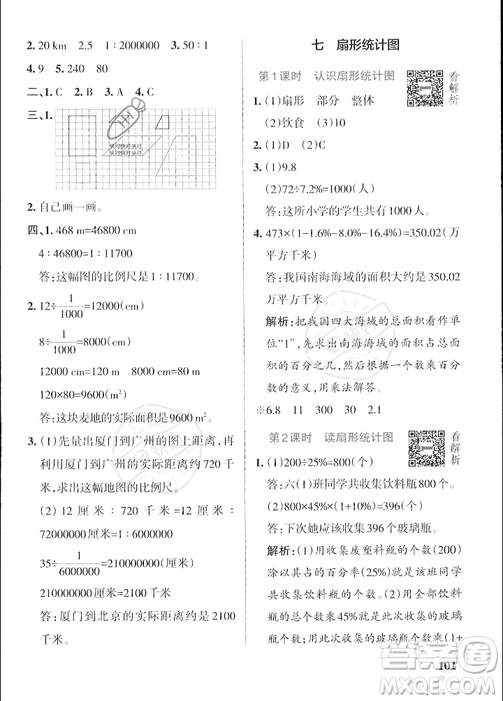 遼寧教育出版社2023年秋PASS小學(xué)學(xué)霸作業(yè)本六年級數(shù)學(xué)上冊冀教版答案