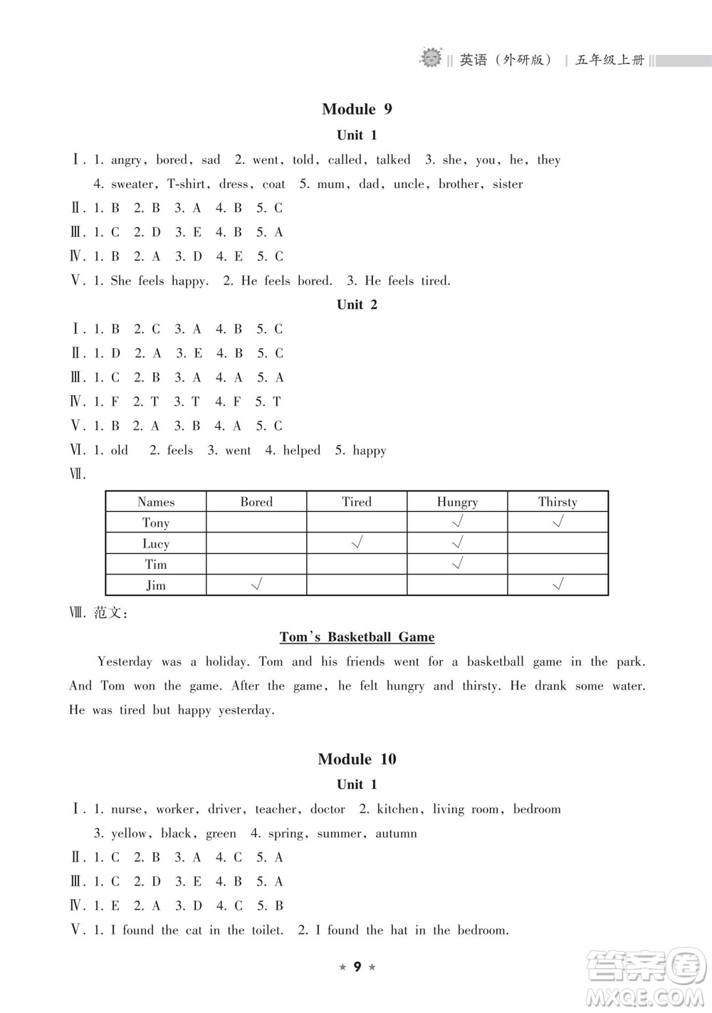 海南出版社2023年秋新課程課堂同步練習(xí)冊(cè)五年級(jí)英語(yǔ)上冊(cè)外研版參考答案